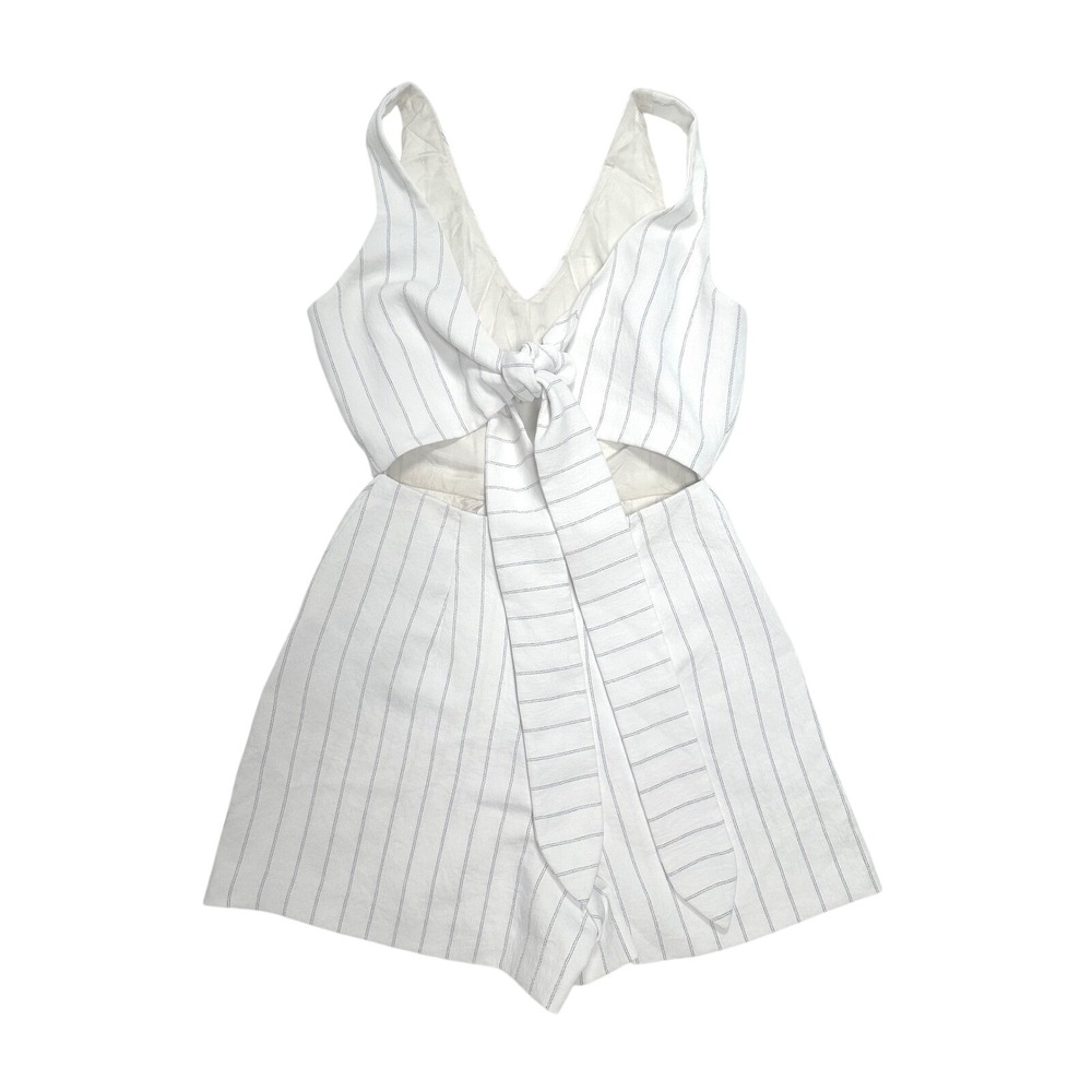 Aritizia Wilfred Ecoulement Romper White/Black Striped Sleeveless Size 2 - Picture 2 of 3